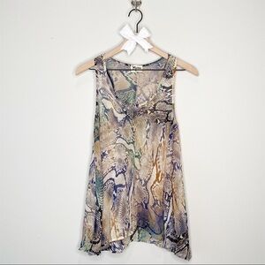 SHOW ME YOUR MUMU Multi Color Semi Sheer Snake Tank Rioconda Caravan Top